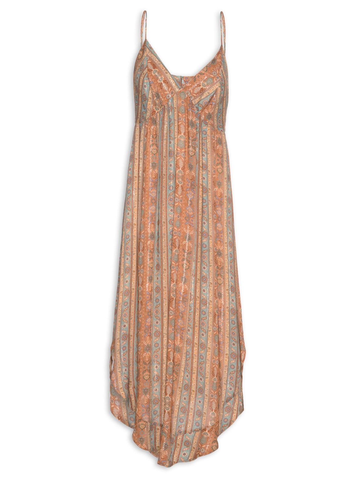Vestido Midi Estampa Tapestry - Marrom