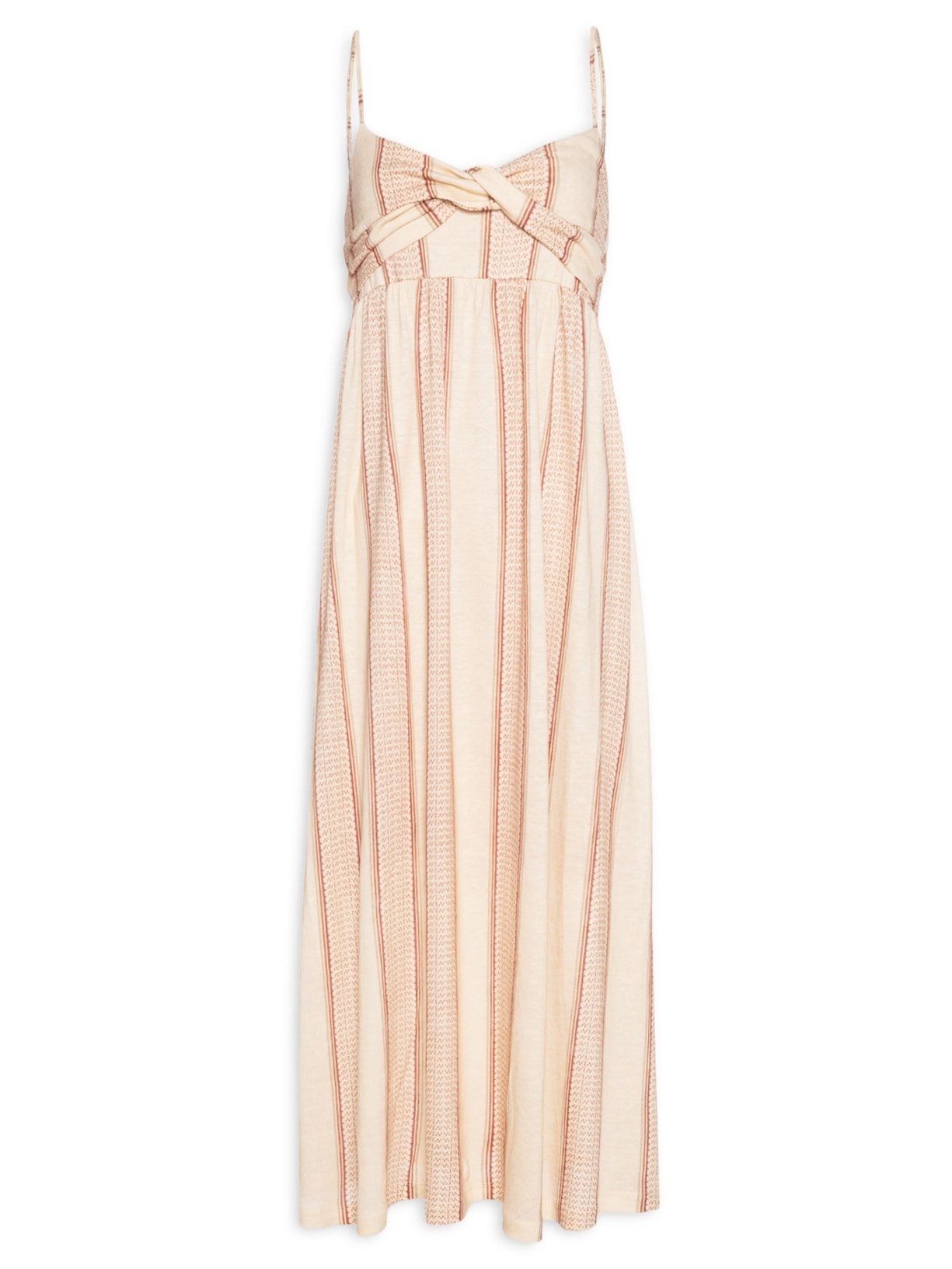 Vestido Midi Estampa Tear Grão - Bege