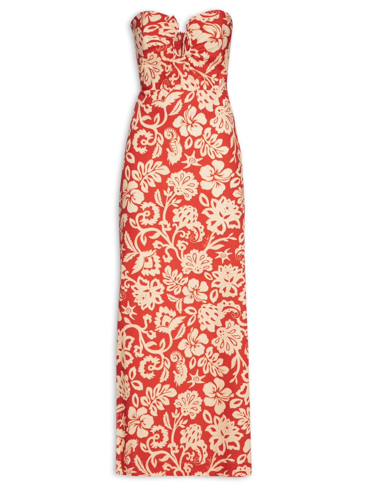 Vestido Midi Estampa Veraneio - Vermelho