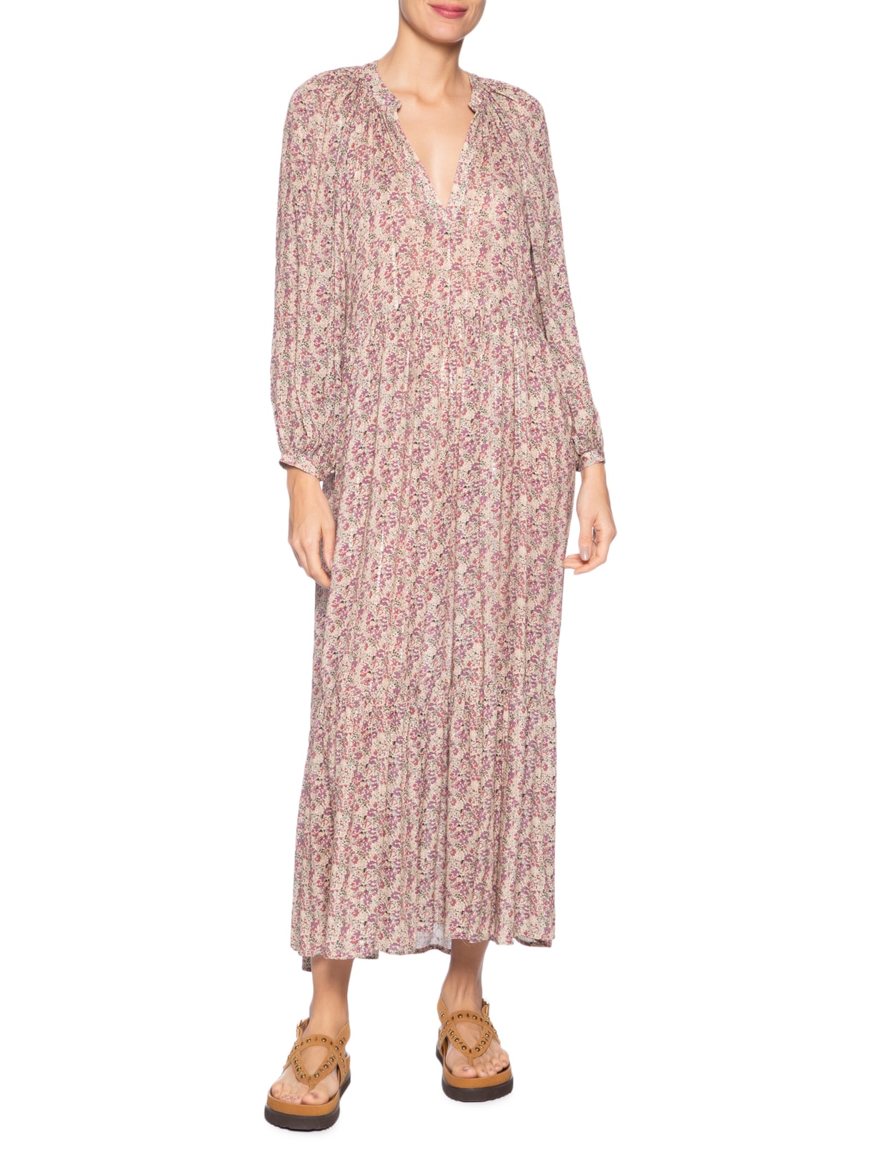 Vestido Midi Estampa Violet Roxo Maria Filó