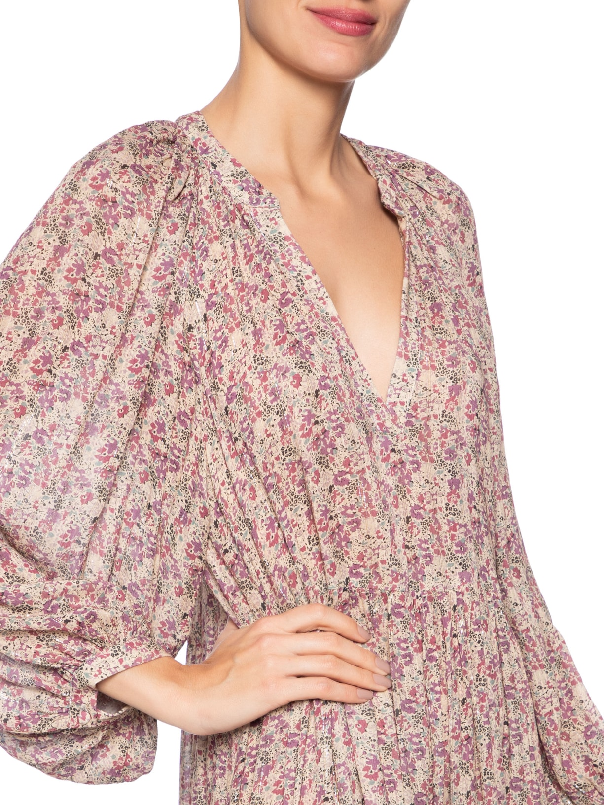 Vestido Midi Estampa Violet Roxo Maria Filó