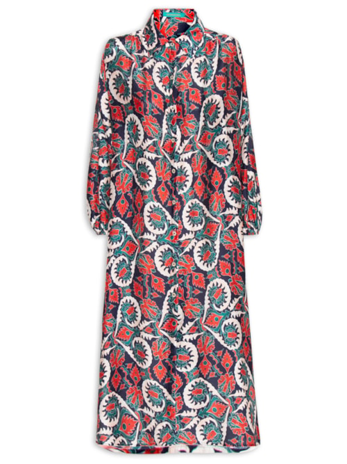 Vestido Midi Estampado - Azul