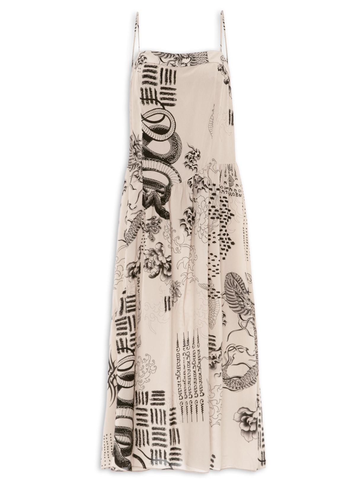 Vestido Midi Estampado - Bege