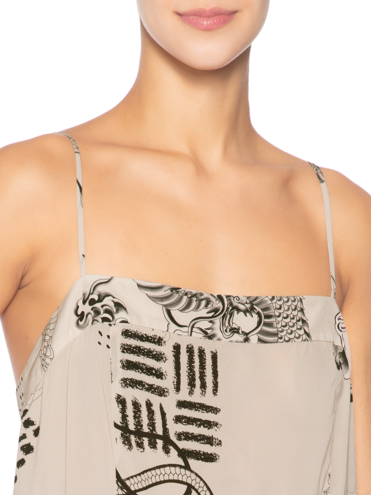Vestido Midi Estampado Bege Animale