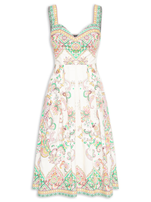 Vestido Midi Estampado - Off White