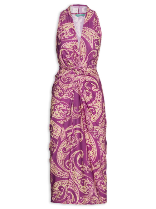 Vestido Midi Estampado - Rosa