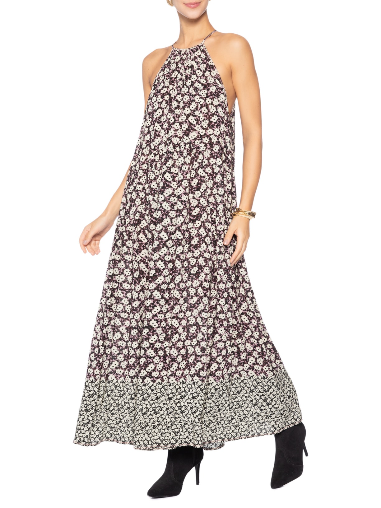 Vestido Midi Estampado Roxo Animale