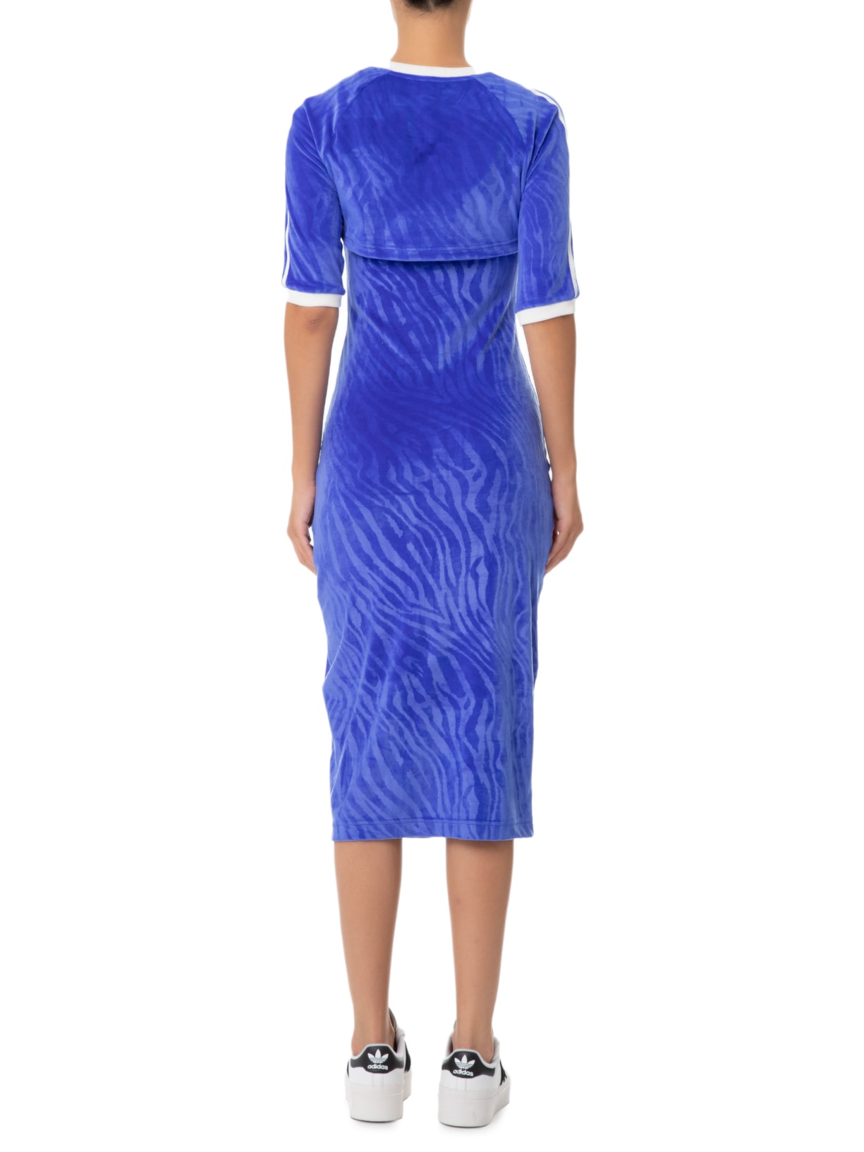 Vestido Midi Estampado Veludo Animal Print Adidas Originals