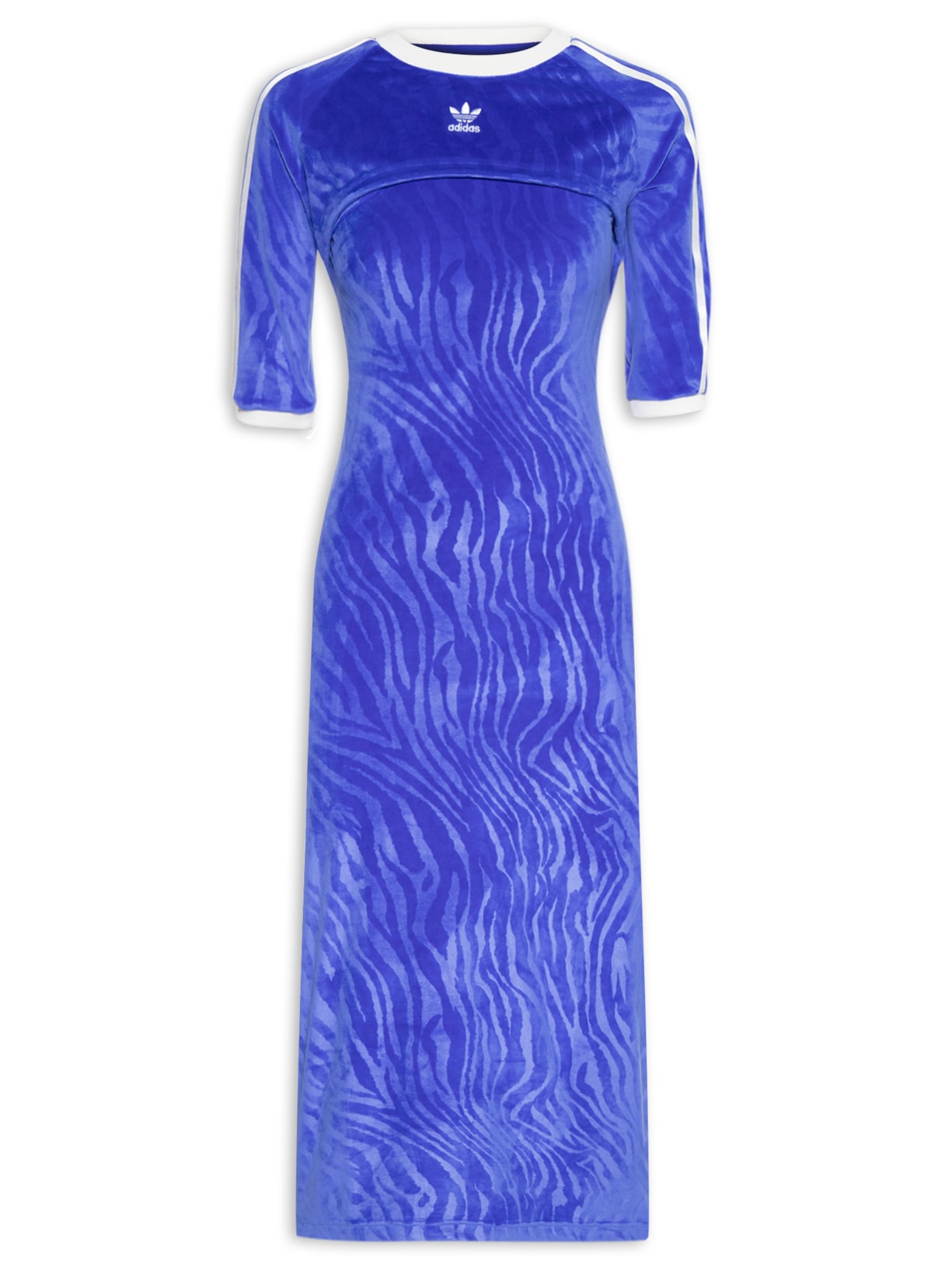 Vestido Midi Estampado Veludo Animal Print Adidas Originals