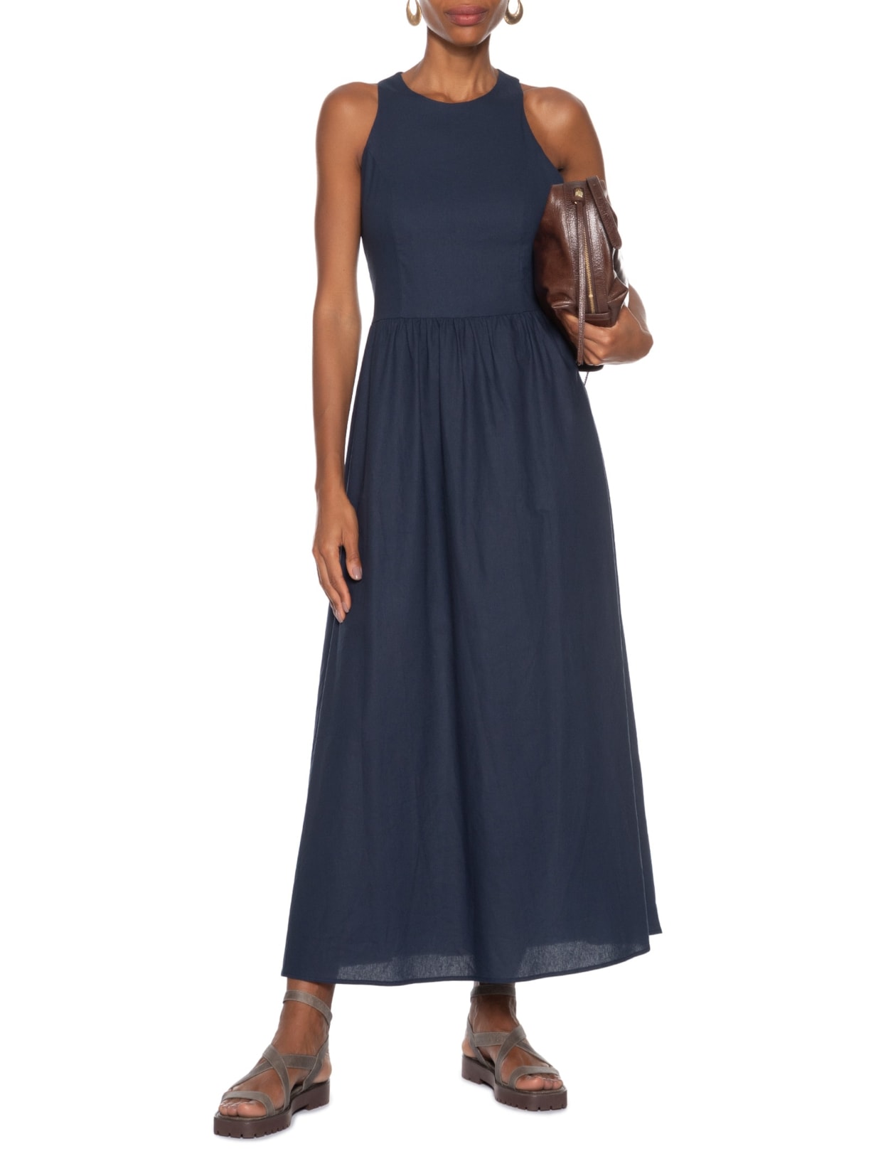 Vestido Midi Evasê Azul Basiq