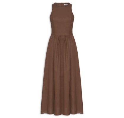 Vestido Midi Evasê - Marrom