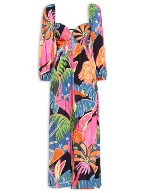 Vestido Midi Fantasia - Rosa