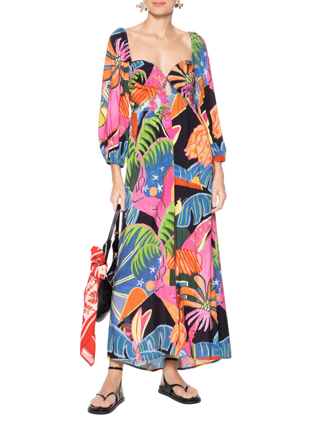 Vestido Midi Fantasia Rosa Farm