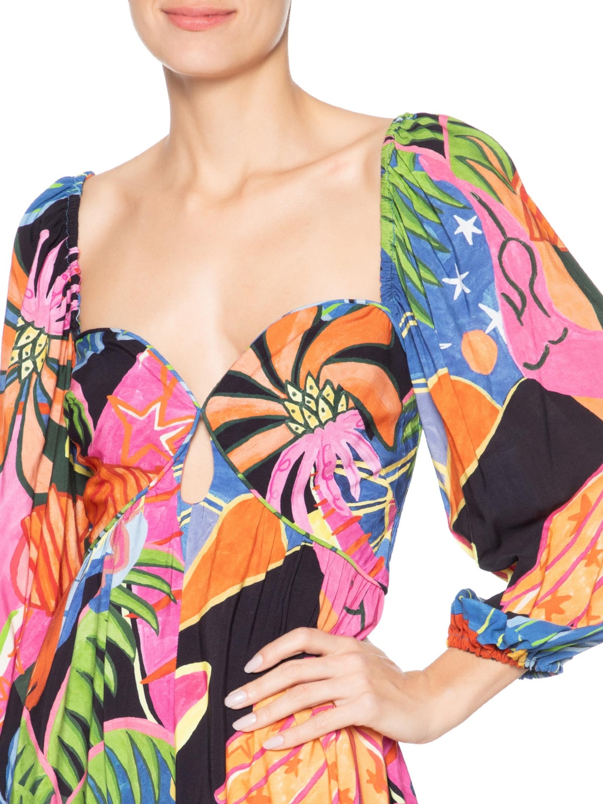 Vestido Midi Fantasia Rosa Farm