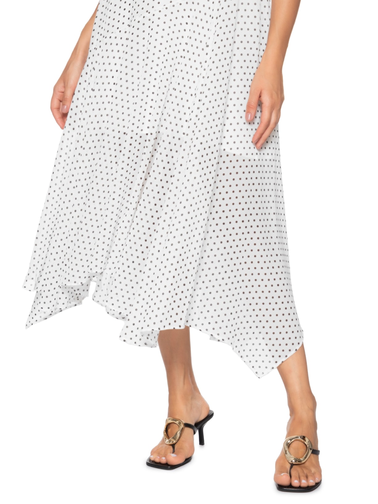 Vestido Midi Feminino Poá Branco Market 33