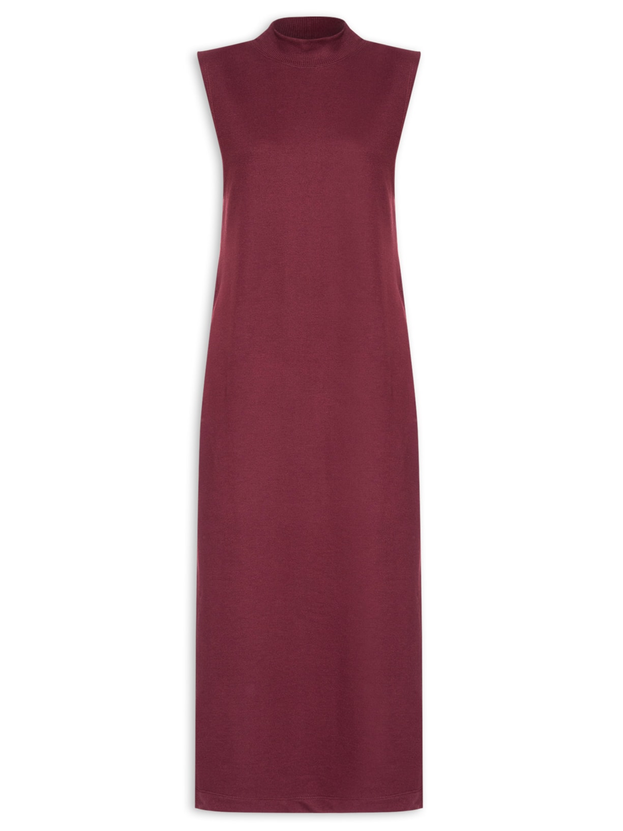 Vestido Midi Fenda Lateral Com Bolso - Vinho