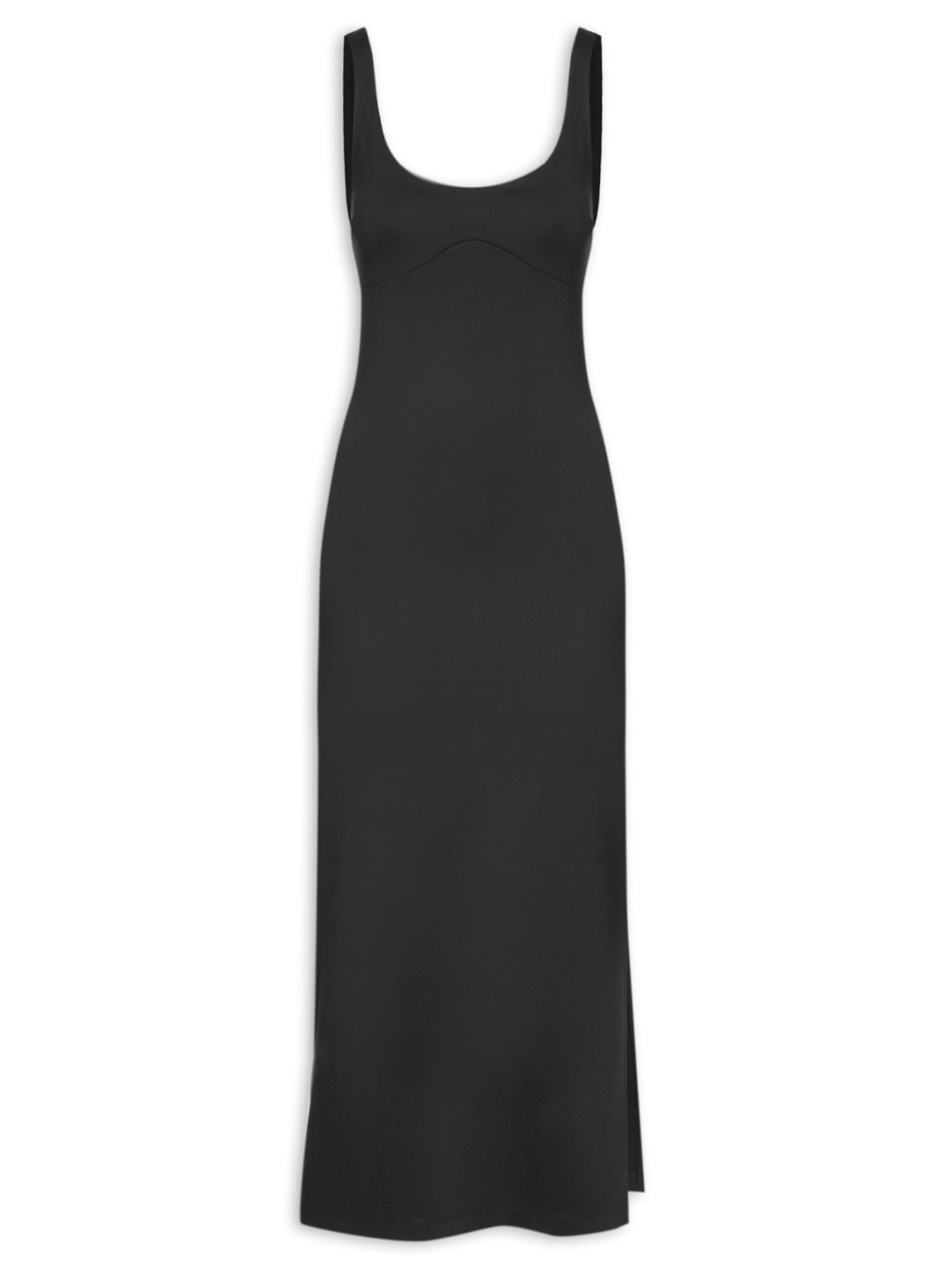 Vestido Midi Fenda Lateral - Preto