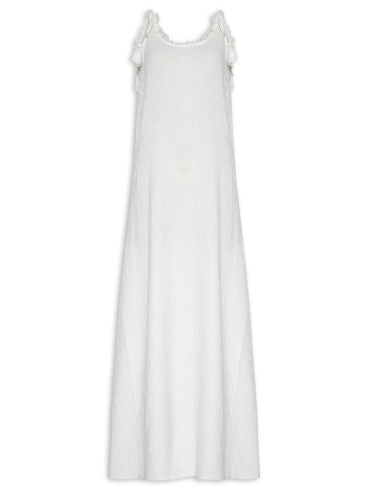 Vestido Midi Fendas Crinkle – Branco Farm Praia