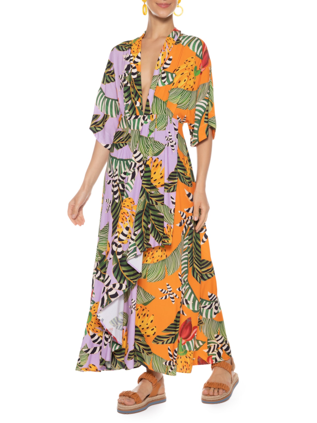 Vestido Midi Festa De Banana Roxo Farm