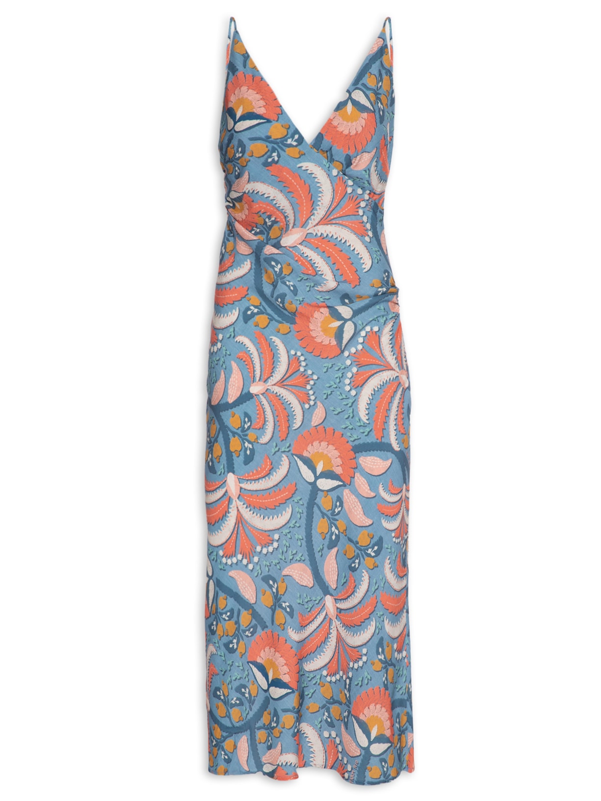 Vestido Midi Festa De Coqueiro - Azul