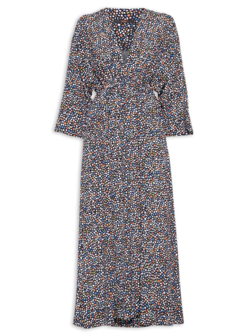 Vestido Midi Fig Pedras - Preto