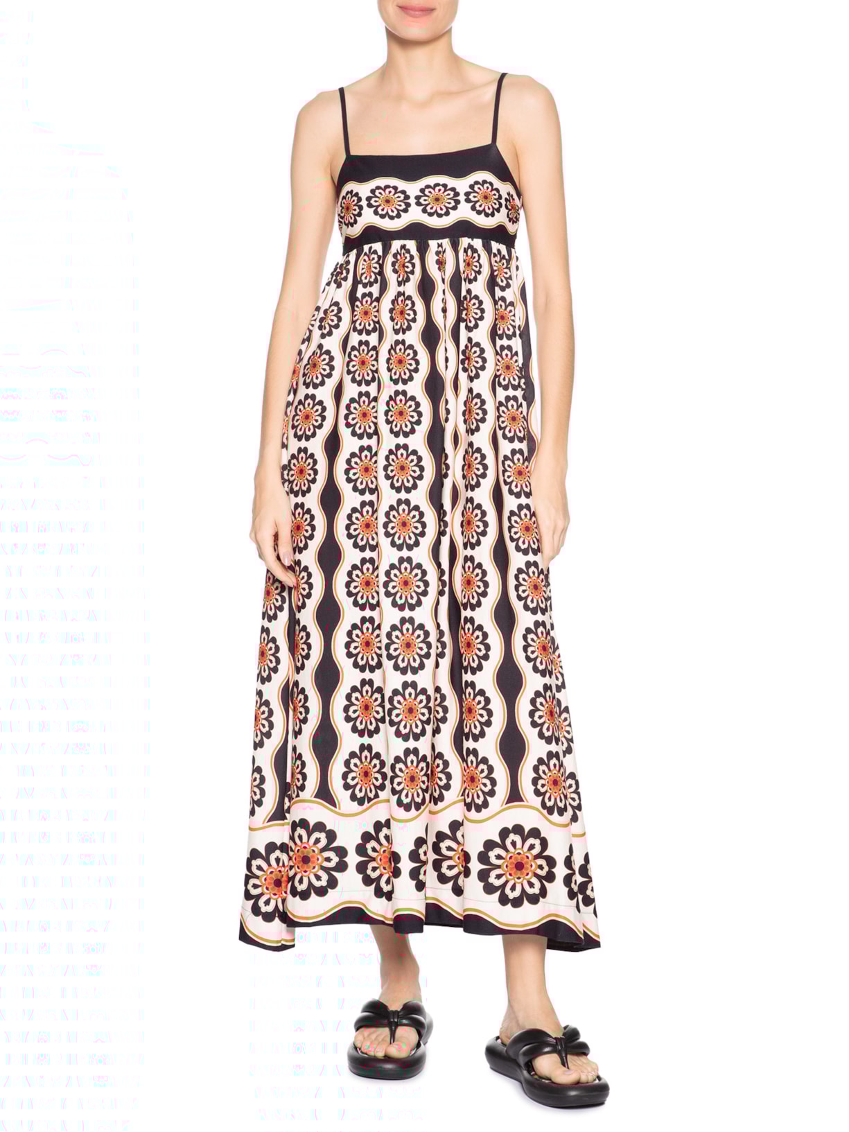 Vestido Midi Fiorella Preto Farm