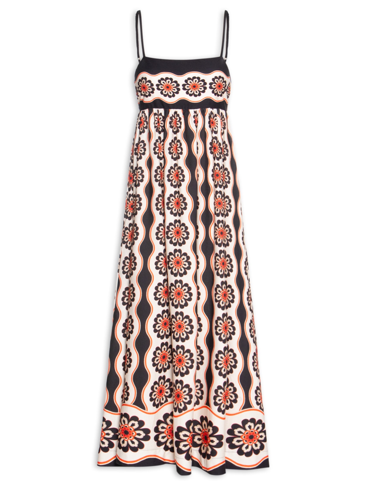 Vestido Midi Fiorella Preto Farm