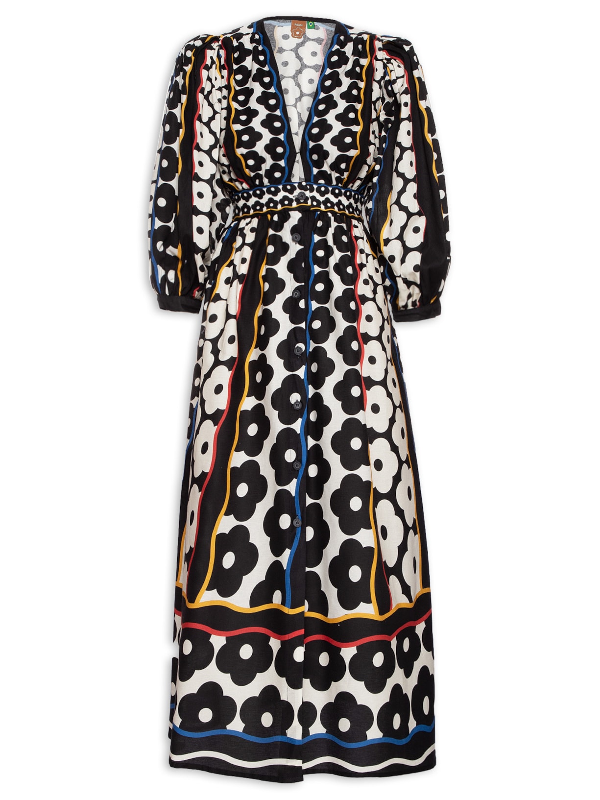 Vestido Midi Flor - Bege