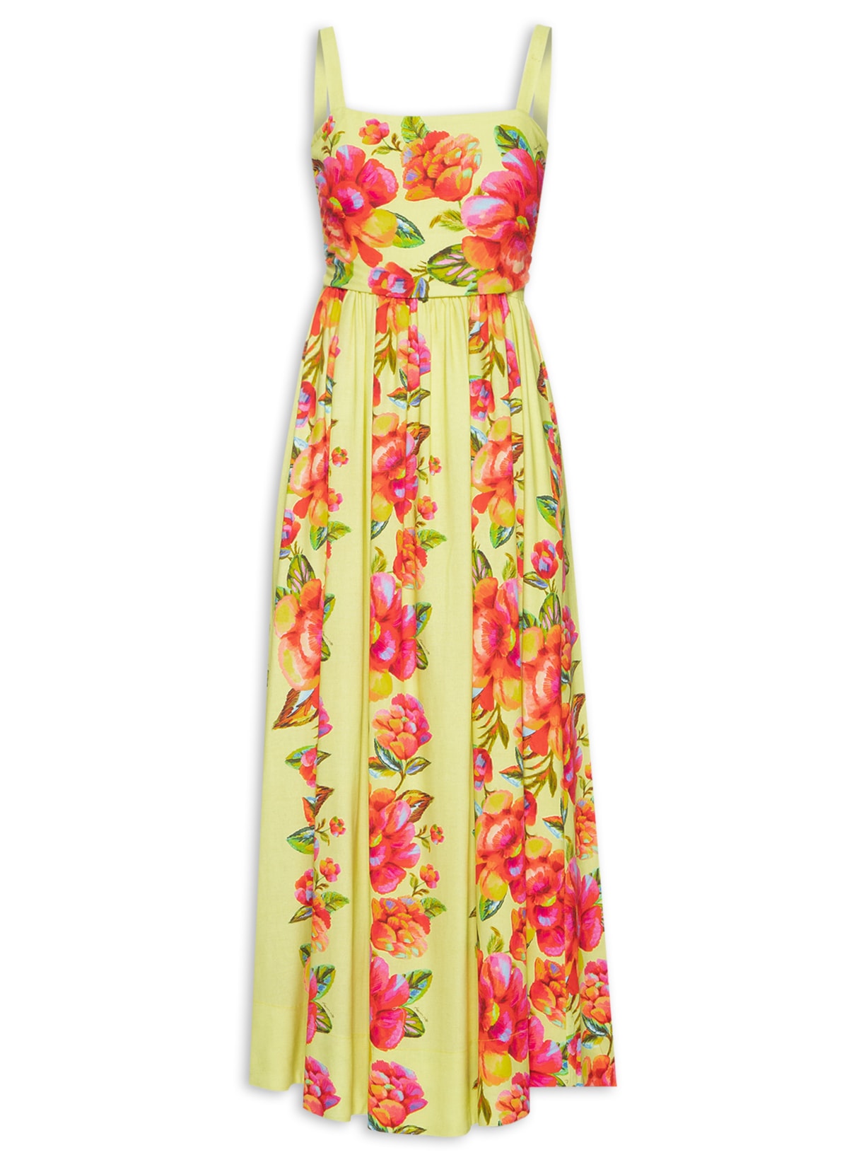 Vestido Midi Flor Céu - Amarelo