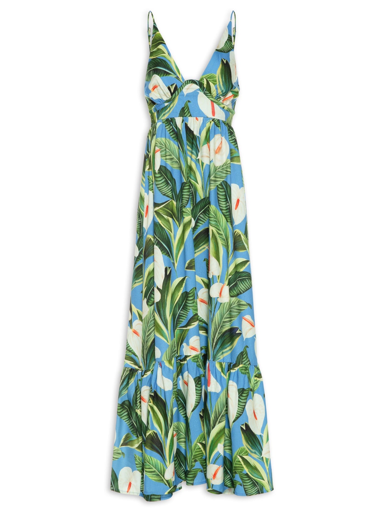 Vestido Midi Flor De Anturio - Azul