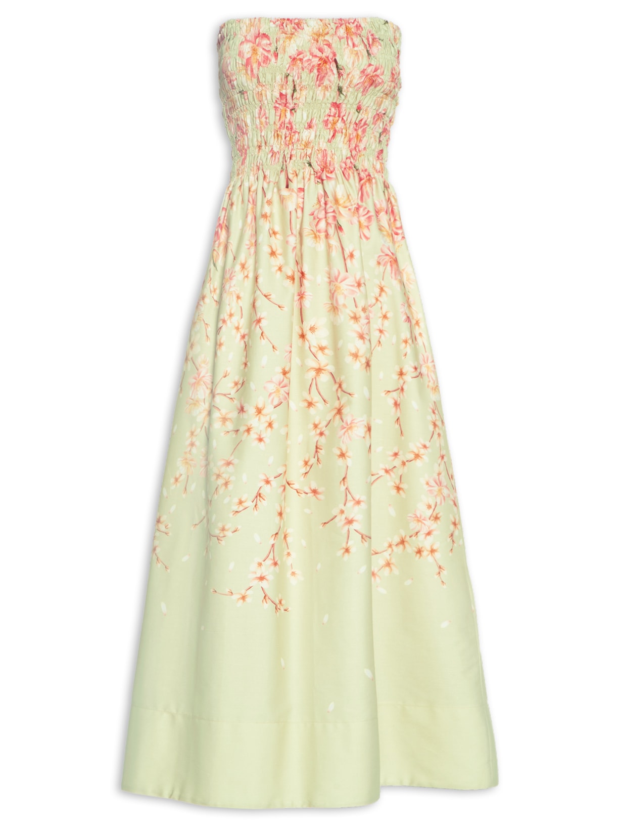 Vestido Midi Flor De Cerejeira - Verde