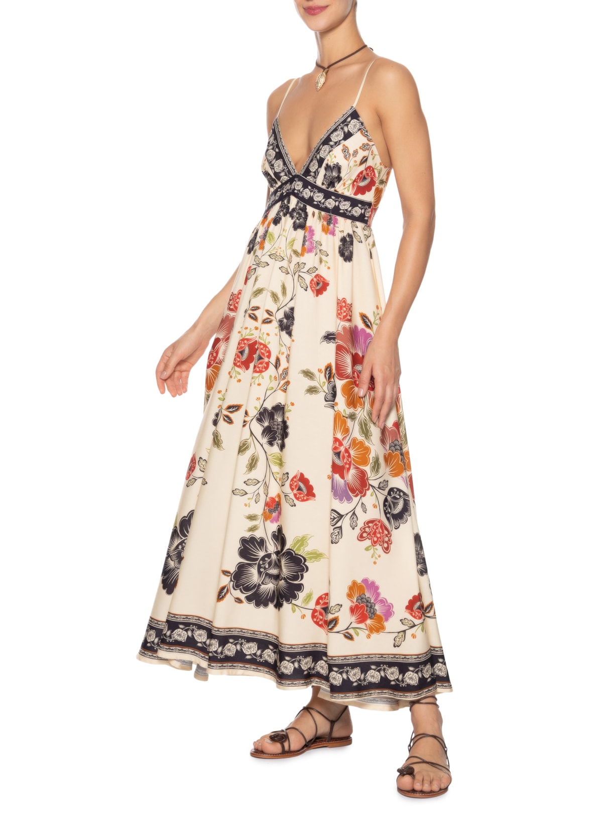 Vestido Midi Flor De Fita Off White Farm