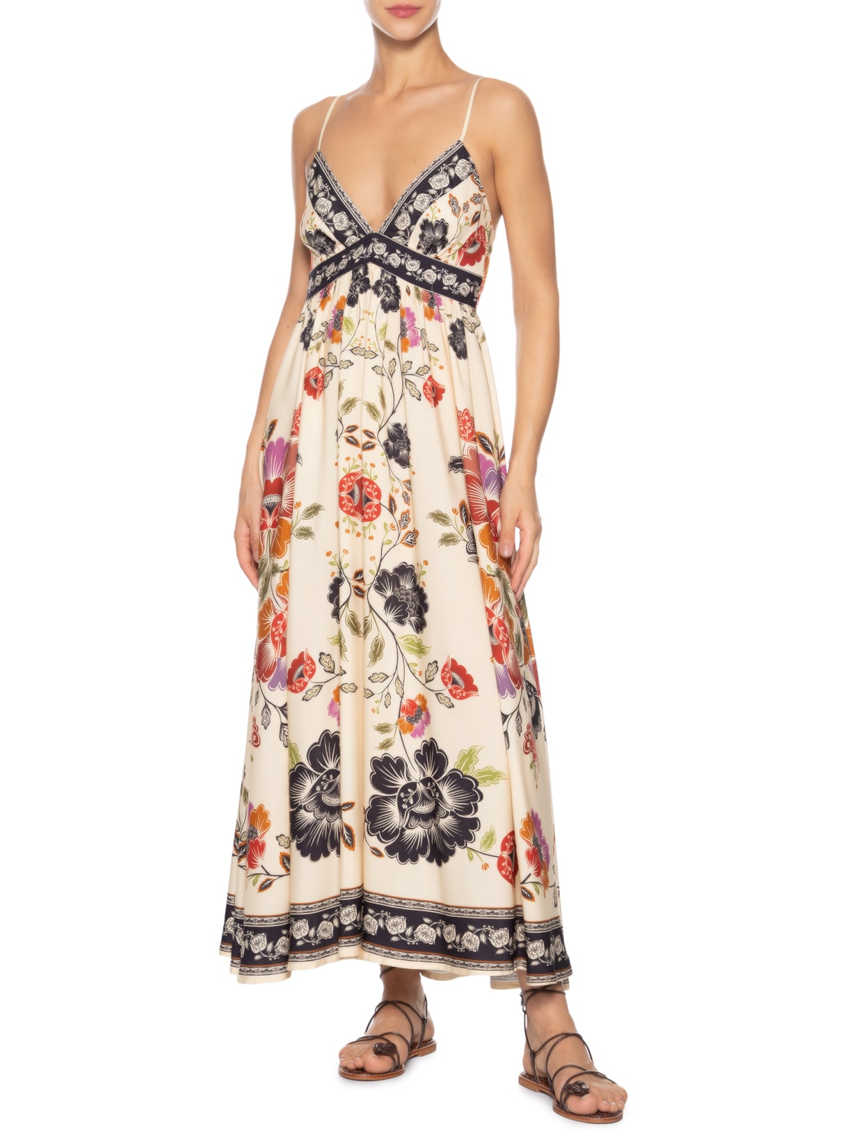 Vestido Midi Flor De Fita Off White Farm