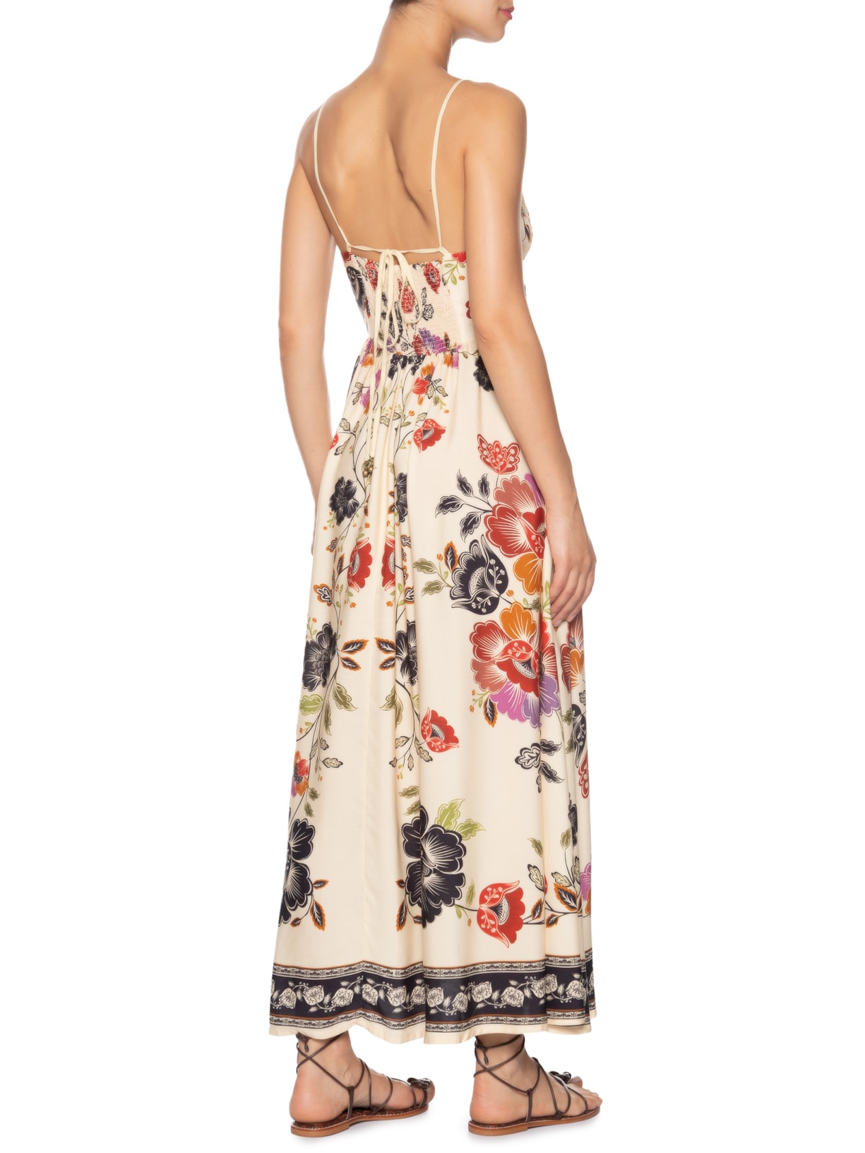 Vestido Midi Flor De Fita Off White Farm