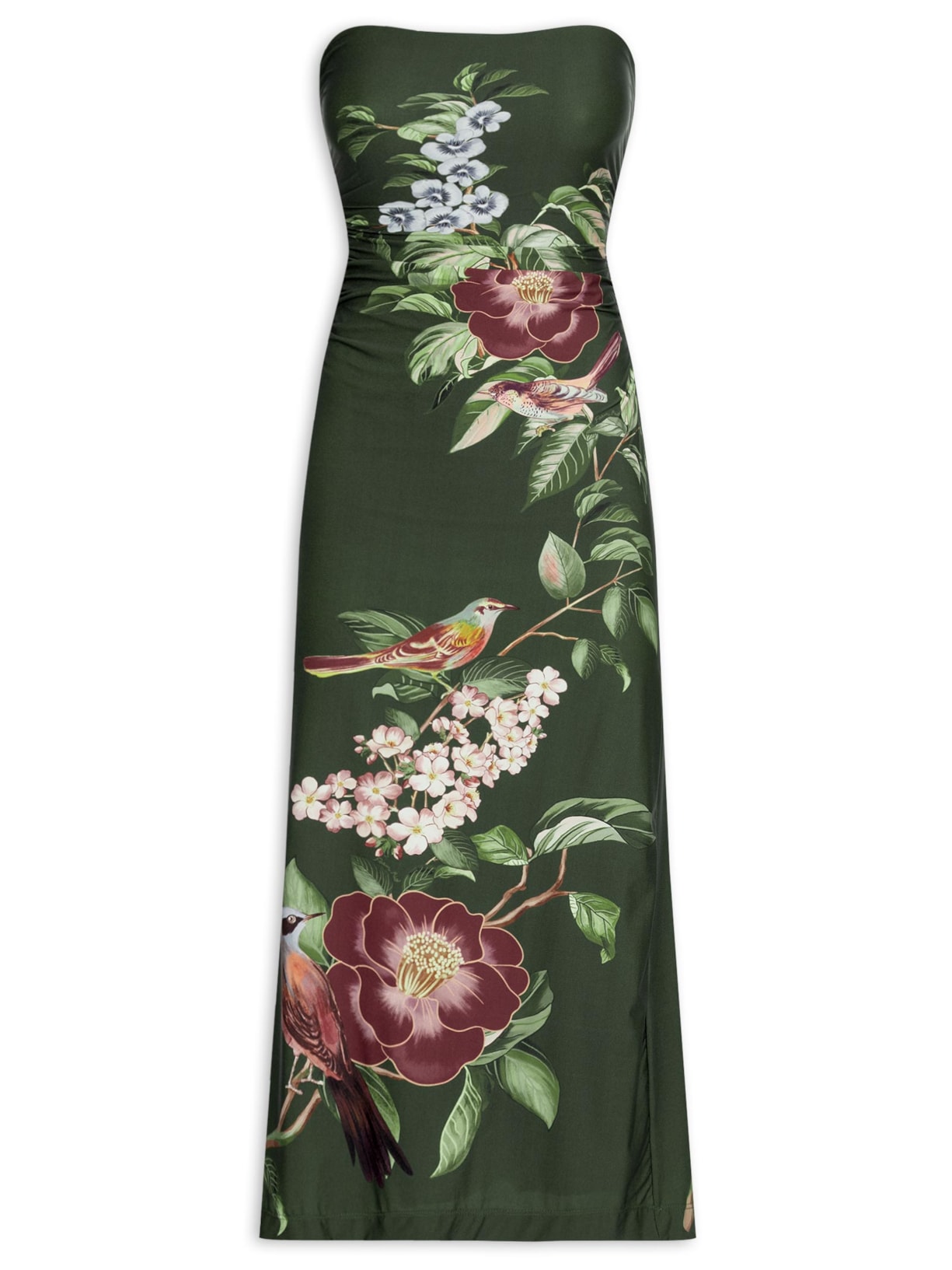 Vestido Midi Flor De Pássaro Verde Farm
