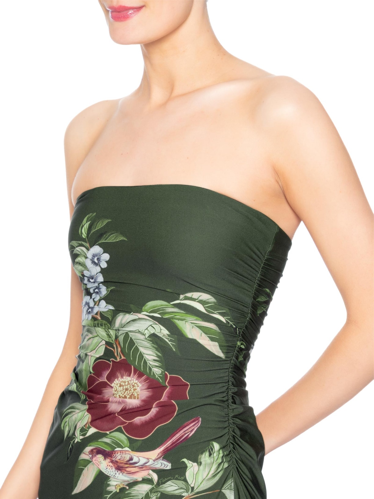 Vestido Midi Flor De Pássaro Verde Farm