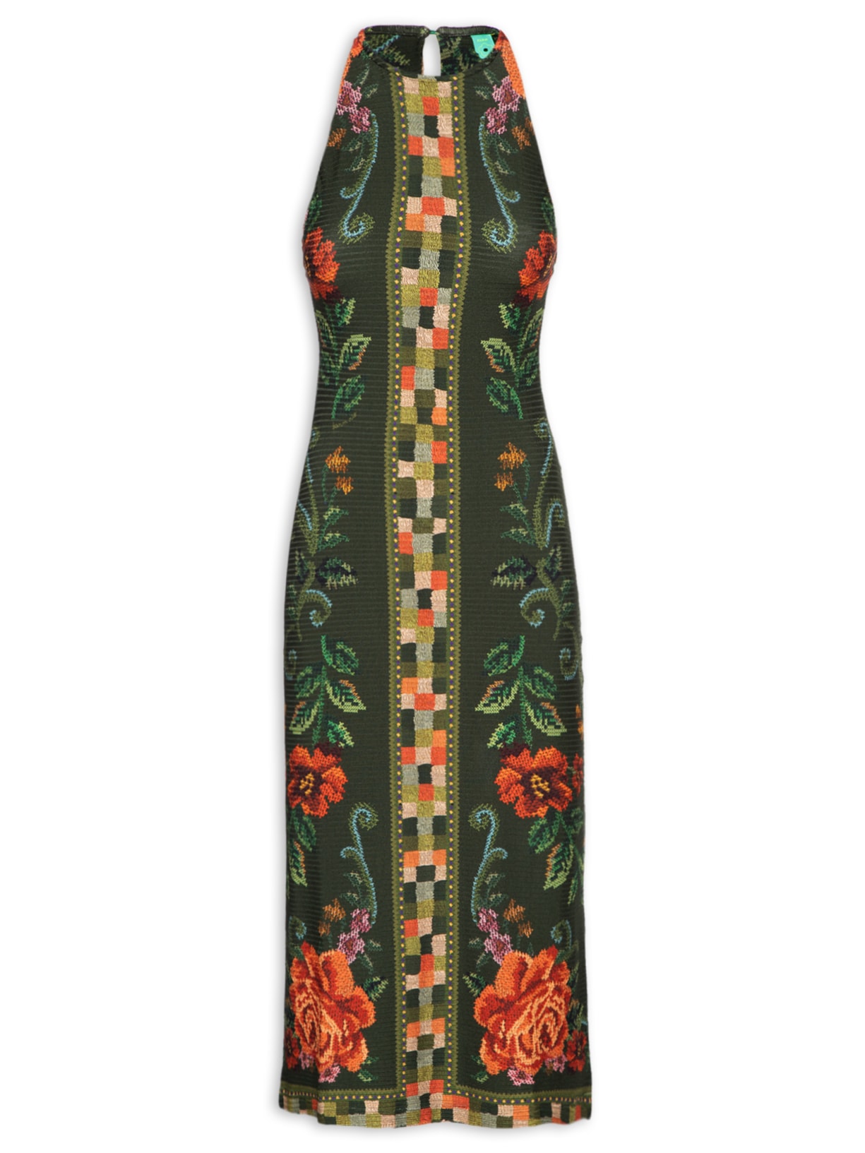 Vestido Midi Flor Realeza - Verde