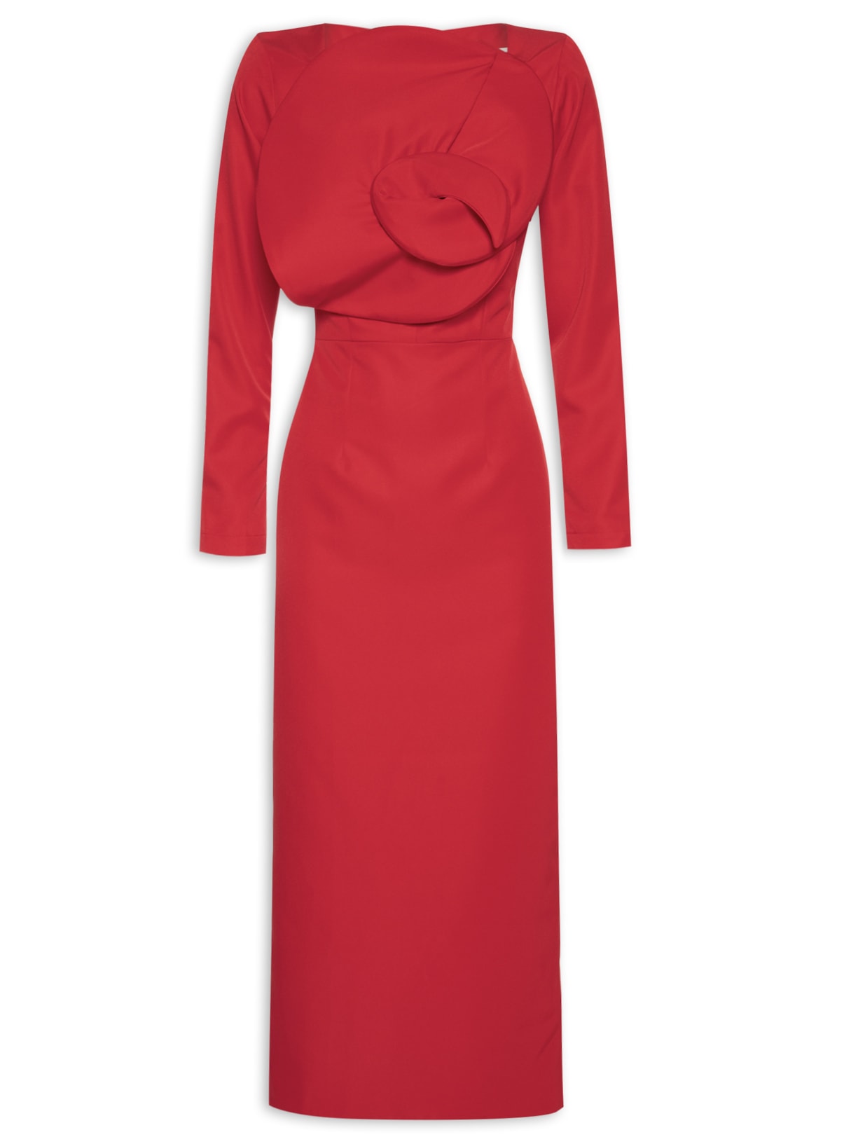 Vestido Midi Flor - Vermelho