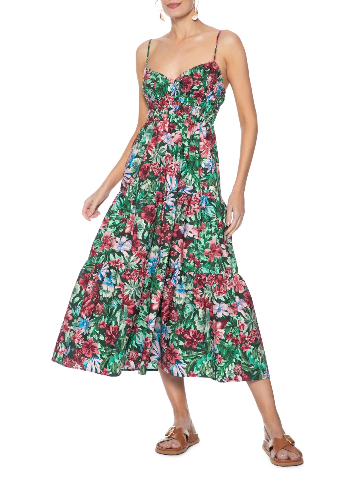 Vestido Midi Florabela Verde Farm