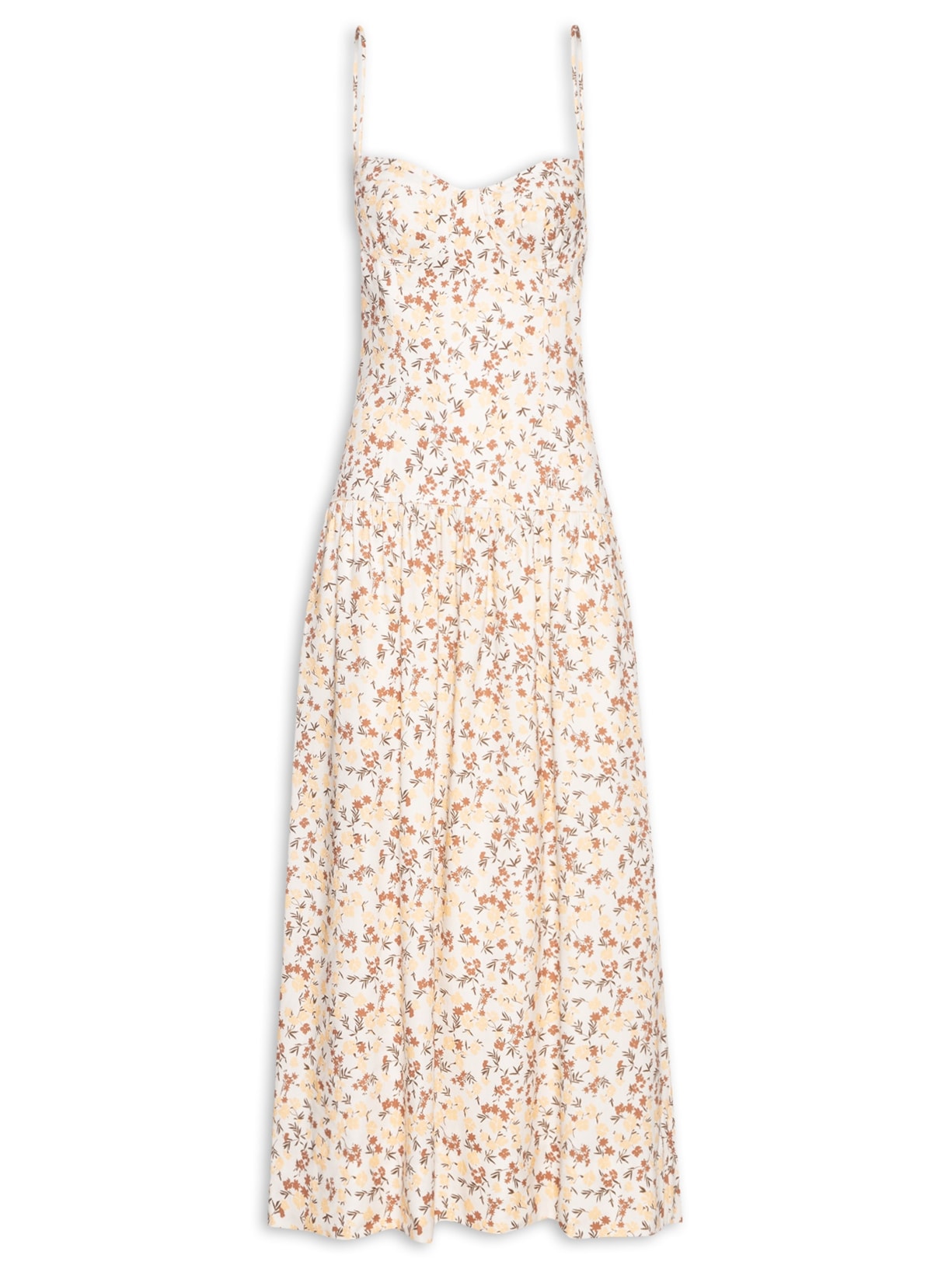 Vestido Midi Floral Jardim - Off White
