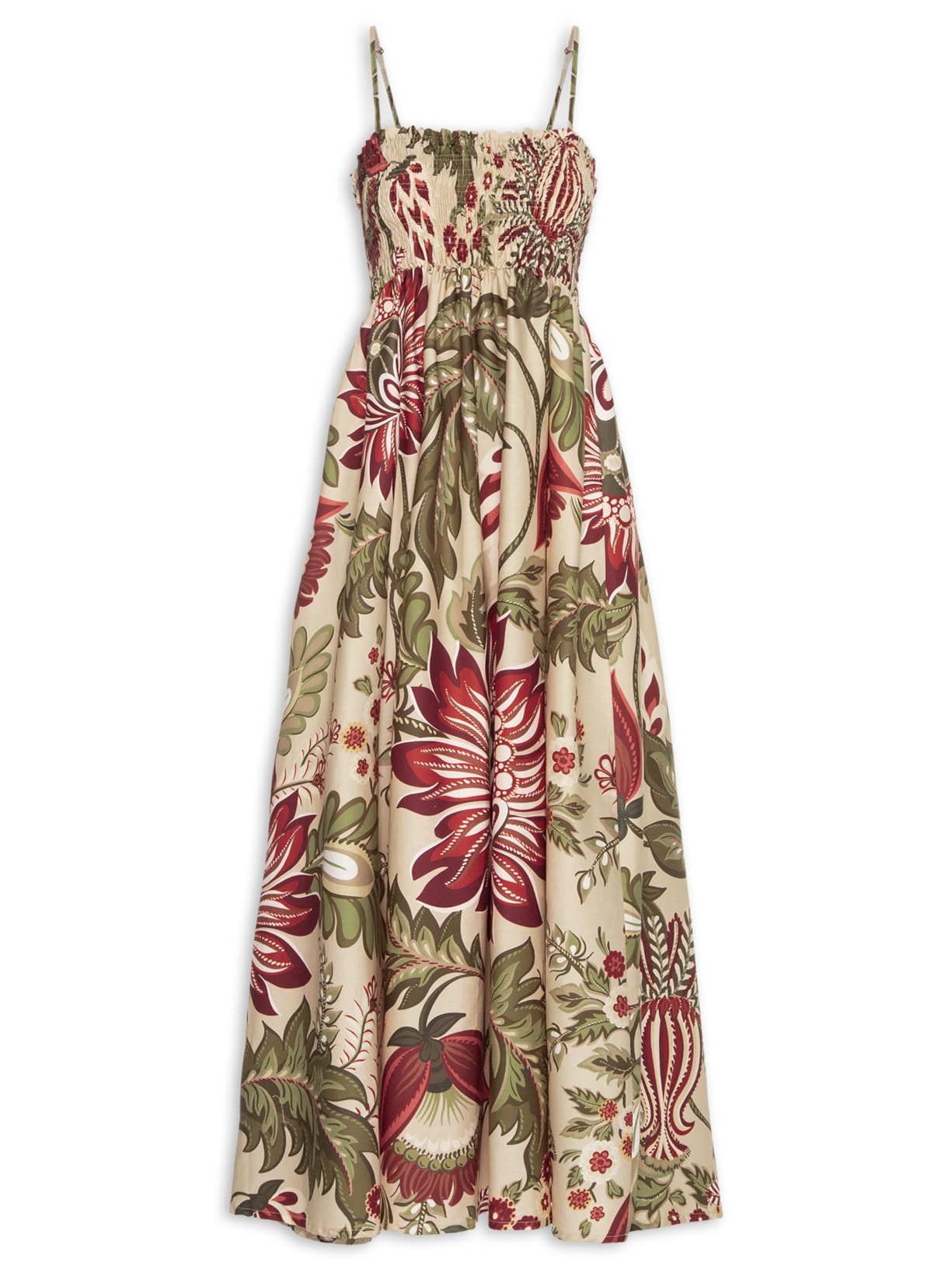 Vestido Midi Floral Ligia - Bege