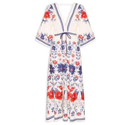 Vestido Midi Floral Lina - Branco