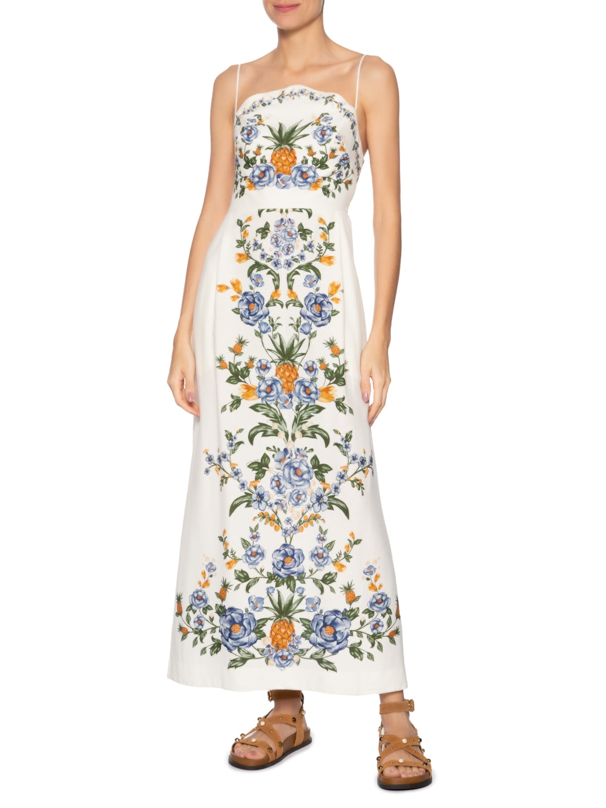 Vestido Midi Floral Penelope Branco Farm