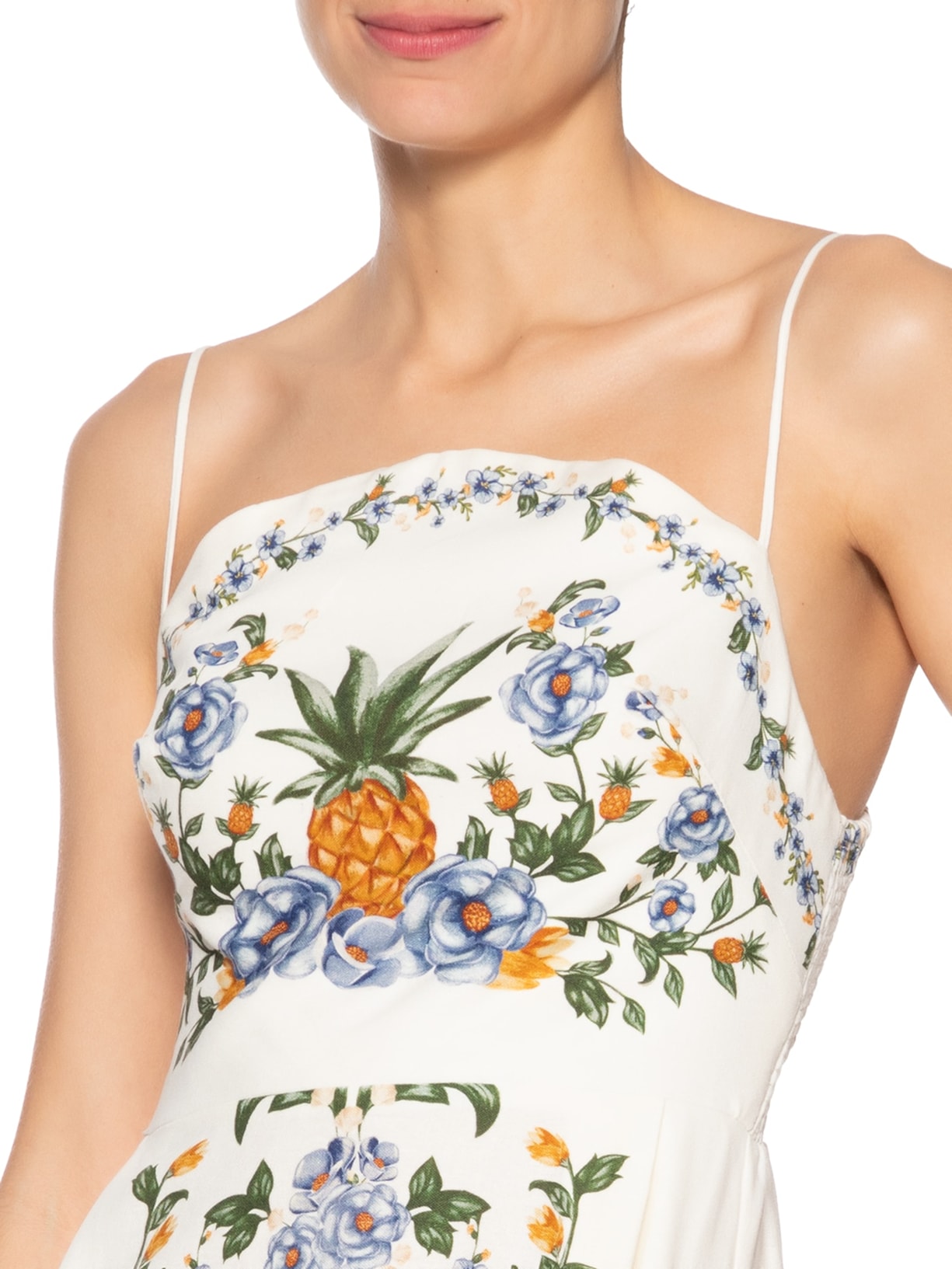 Vestido Midi Floral Penelope Branco Farm