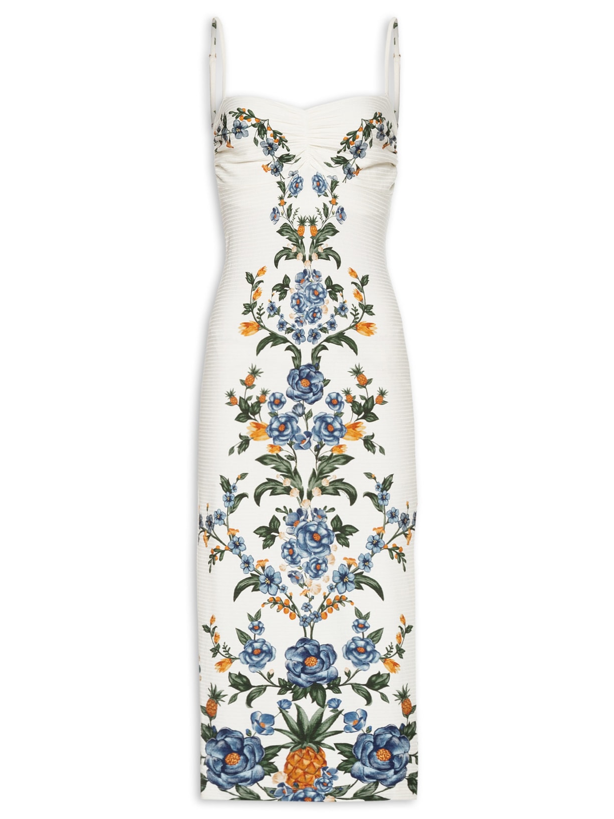 Vestido Midi Floral Penélope Branco Farm