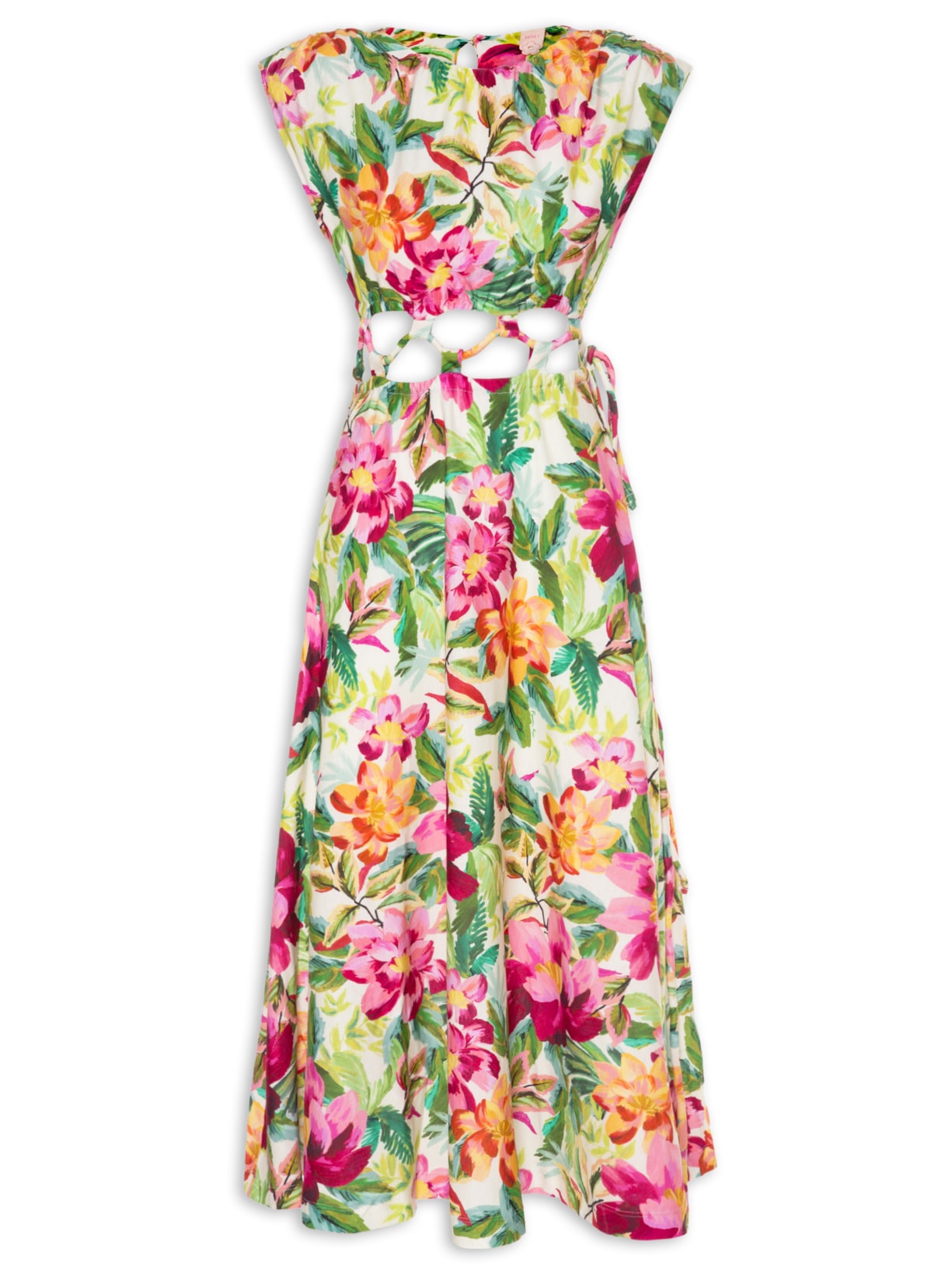 Vestido Midi Floral Pintado - Verde