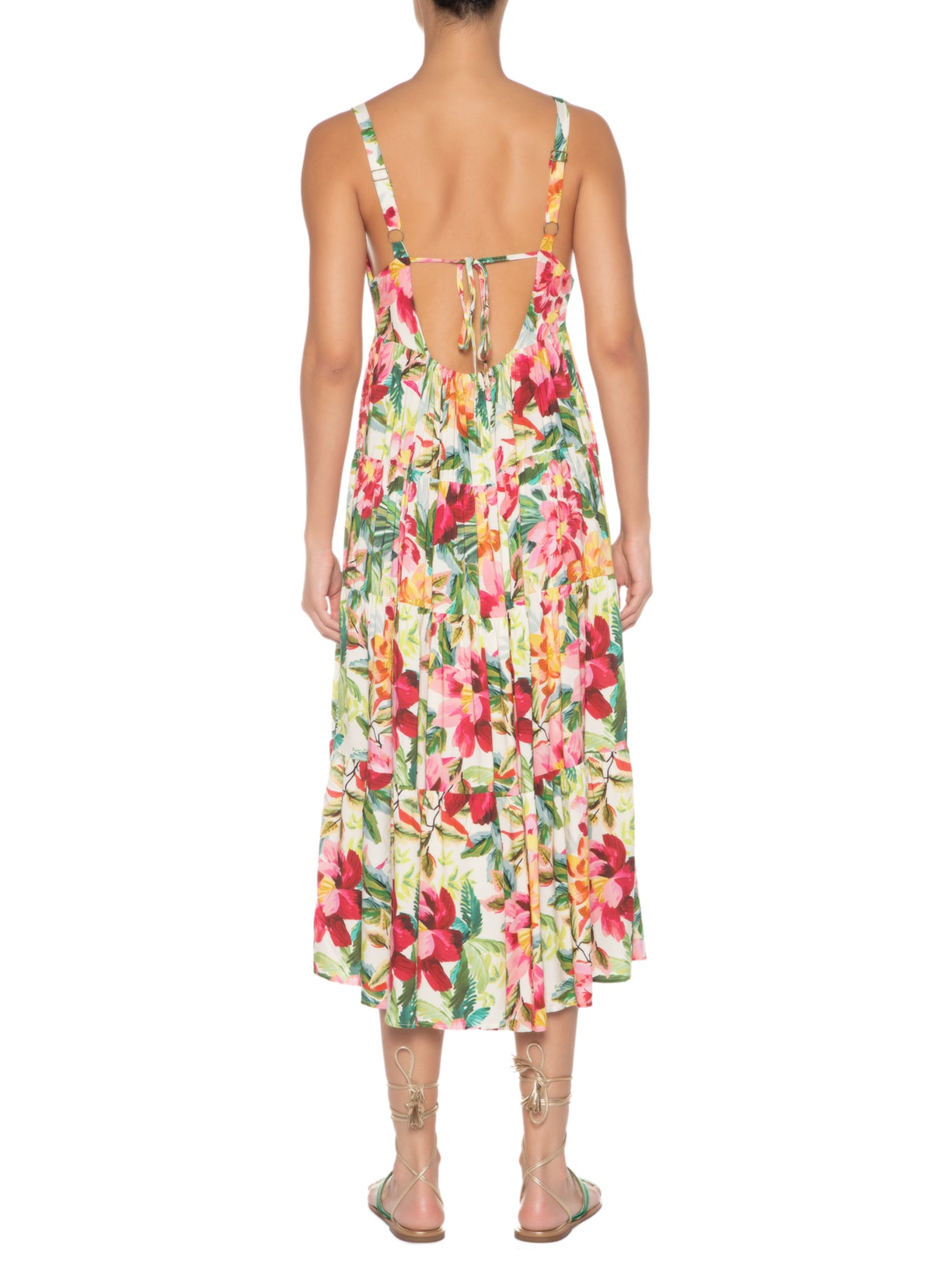 Vestido Midi Floral Pintado Verde Farm