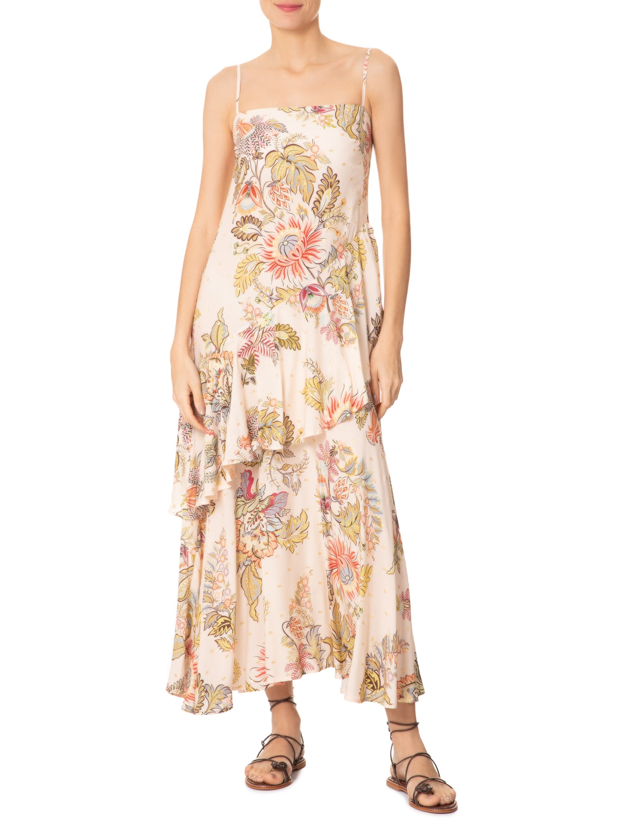 Vestido Midi Floral Raiana Rosa Farm