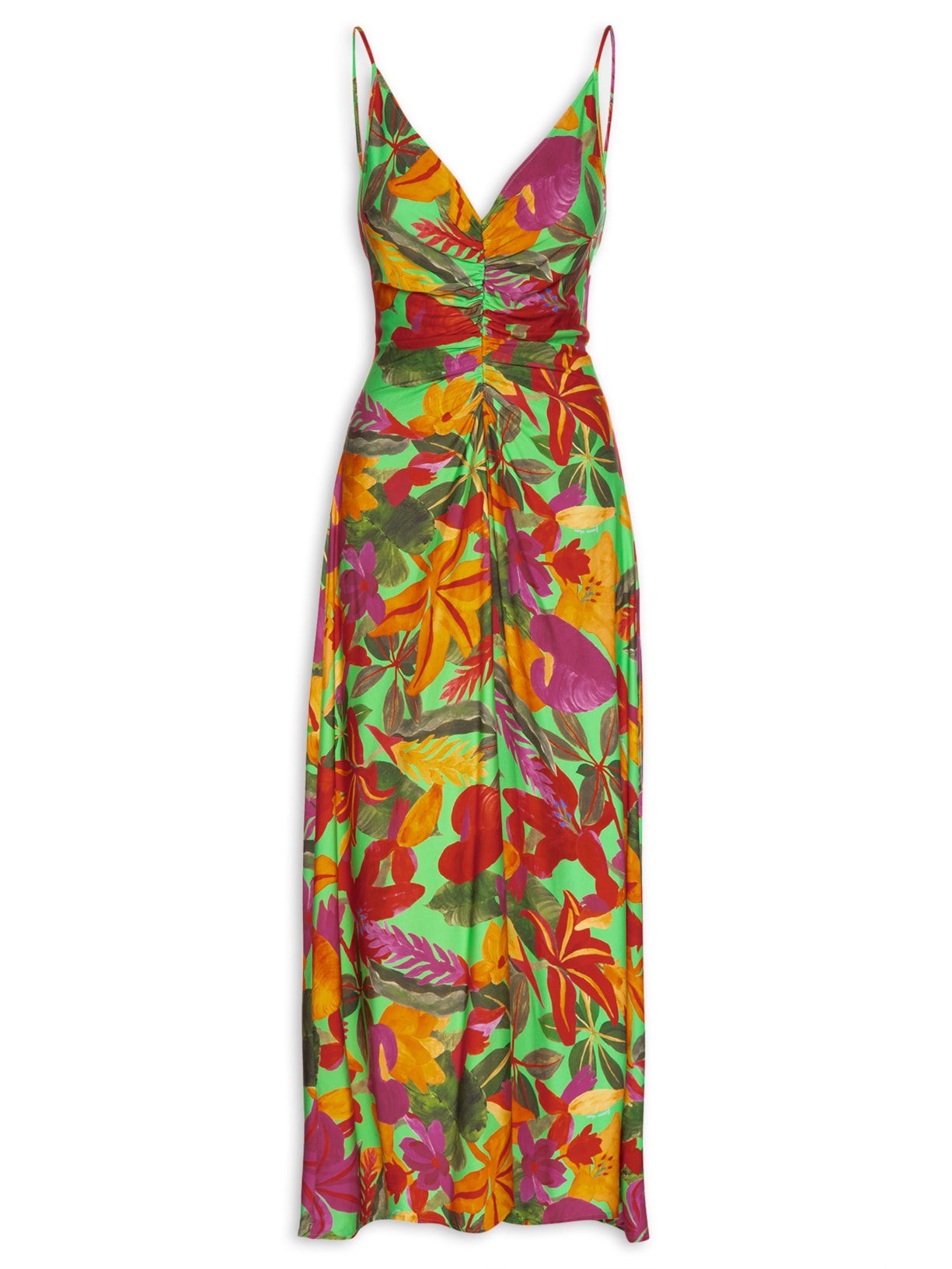 Vestido Midi Floral Tropical - Verde