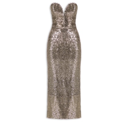 Vestido Midi Florence Paetê - Dourado